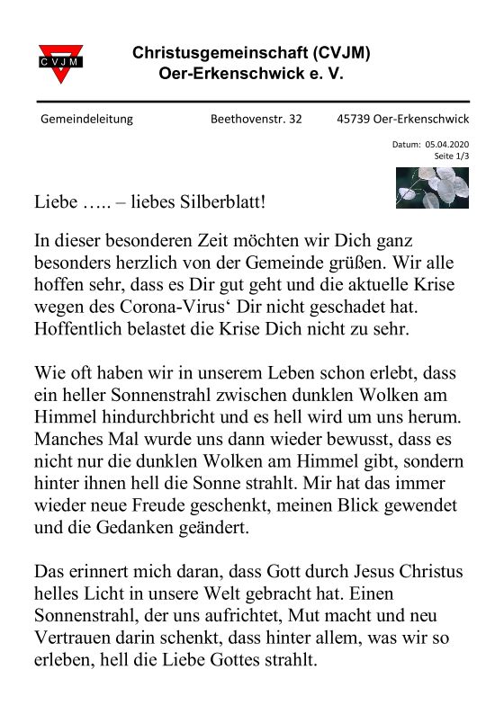 Silberblatt Brief 3